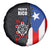 Puerto Rico Spare Tire Cover with Tribal Sun Symbol and Flag Color Block Design
