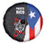 Puerto Rico Spare Tire Cover with Tribal Sun Symbol and Flag Color Block Design