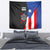Puerto Rico Tapestry with Tribal Sun Symbol and Flag Color Block Design