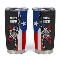 Puerto Rico Tumbler Cup with Tribal Sun Symbol and Flag Color Block Design