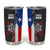 Puerto Rico Tumbler Cup with Tribal Sun Symbol and Flag Color Block Design