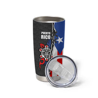 Puerto Rico Tumbler Cup with Tribal Sun Symbol and Flag Color Block Design
