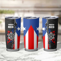 Puerto Rico Tumbler Cup with Tribal Sun Symbol and Flag Color Block Design