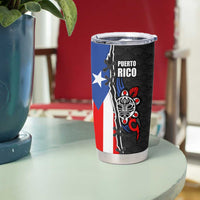 Puerto Rico Tumbler Cup with Tribal Sun Symbol and Flag Color Block Design