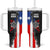 Puerto Rico Tumbler With Handle with Tribal Sun Symbol and Flag Color Block Design
