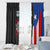 Puerto Rico Window Curtain with Tribal Sun Symbol and Flag Color Block Design