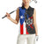 Puerto Rico Women Sleeveless Polo Shirt with Tribal Sun Symbol and Flag Color Block Design