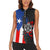 Puerto Rico Women Sleeveless Polo Shirt with Tribal Sun Symbol and Flag Color Block Design