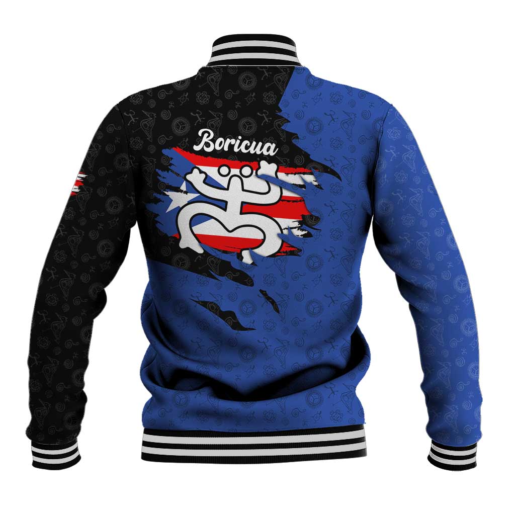 Puerto Rico Baseball Jacket with Coqui Frog Symbol and Distressed Flag Design