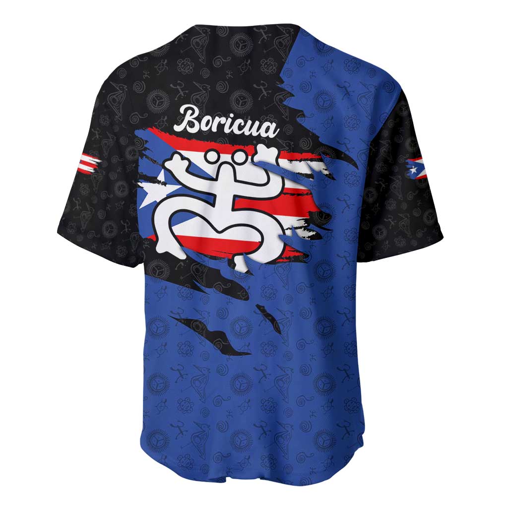 Puerto Rico Baseball Jersey with Coqui Frog Symbol and Distressed Flag Design
