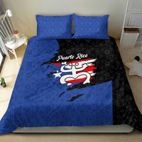 Puerto Rico Bedding Set with Coqui Frog Symbol and Distressed Flag Design