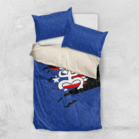 Puerto Rico Bedding Set with Coqui Frog Symbol and Distressed Flag Design