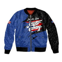 Puerto Rico Bomber Jacket with Coqui Frog Symbol and Distressed Flag Design