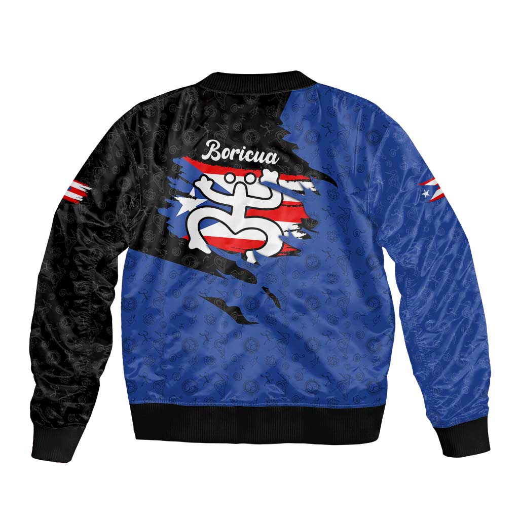 Puerto Rico Bomber Jacket with Coqui Frog Symbol and Distressed Flag Design
