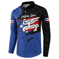 Puerto Rico Button Sweatshirt with Coqui Frog Symbol and Distressed Flag Design