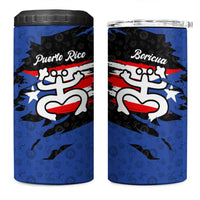 Puerto Rico 4 in 1 Can Cooler Tumbler with Coqui Frog Symbol and Distressed Flag Design