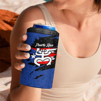 Puerto Rico 4 in 1 Can Cooler Tumbler with Coqui Frog Symbol and Distressed Flag Design