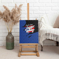 Puerto Rico Canvas Wall Art with Coqui Frog Symbol and Distressed Flag Design