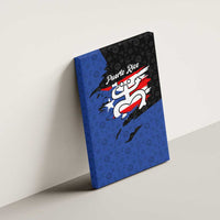 Puerto Rico Canvas Wall Art with Coqui Frog Symbol and Distressed Flag Design