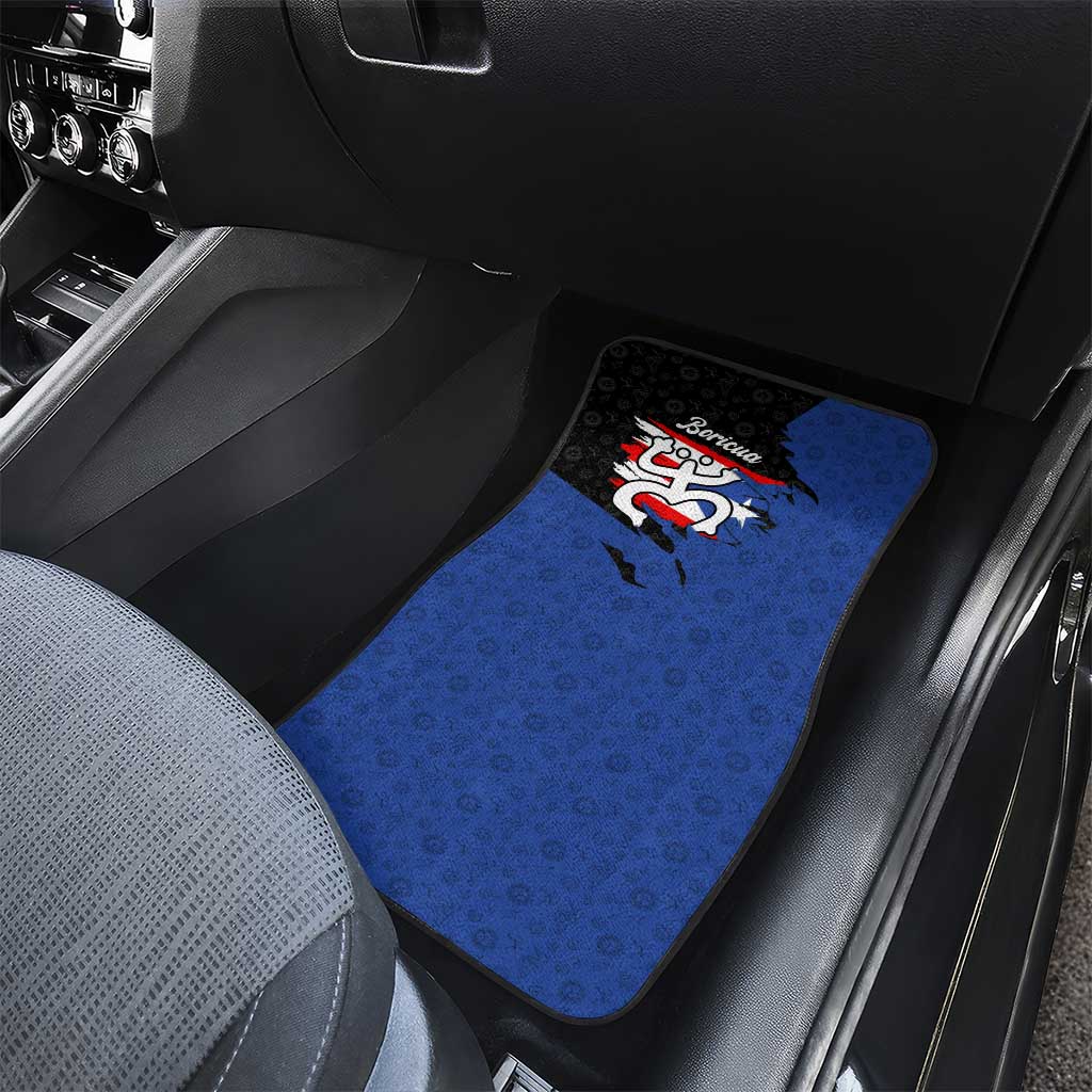 Puerto Rico Car Mats with Coqui Frog Symbol and Distressed Flag Design
