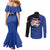 Puerto Rico Couples Matching Mermaid Dress and Long Sleeve Button Shirt with Coqui Frog Symbol and Distressed Flag Design