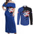 Puerto Rico Couples Matching Off Shoulder Maxi Dress and Long Sleeve Button Shirt with Coqui Frog Symbol and Distressed Flag Design