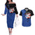 Puerto Rico Couples Matching Off The Shoulder Long Sleeve Dress and Hawaiian Shirt with Coqui Frog Symbol and Distressed Flag Design