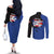 Puerto Rico Couples Matching Off The Shoulder Long Sleeve Dress and Long Sleeve Button Shirt with Coqui Frog Symbol and Distressed Flag Design