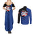 Puerto Rico Couples Matching Summer Maxi Dress and Long Sleeve Button Shirt with Coqui Frog Symbol and Distressed Flag Design
