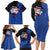 Puerto Rico Family Matching Long Sleeve Bodycon Dress and Hawaiian Shirt with Coqui Frog Symbol and Distressed Flag Design