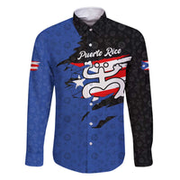Puerto Rico Family Matching Long Sleeve Bodycon Dress and Hawaiian Shirt with Coqui Frog Symbol and Distressed Flag Design