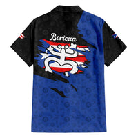 Puerto Rico Family Matching Off Shoulder Short Dress and Hawaiian Shirt with Coqui Frog Symbol and Distressed Flag Design