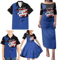 Puerto Rico Family Matching Puletasi and Hawaiian Shirt with Coqui Frog Symbol and Distressed Flag Design