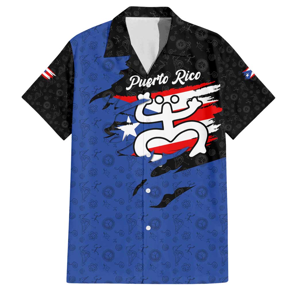 Puerto Rico Family Matching Puletasi and Hawaiian Shirt with Coqui Frog Symbol and Distressed Flag Design