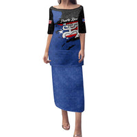 Puerto Rico Family Matching Puletasi and Hawaiian Shirt with Coqui Frog Symbol and Distressed Flag Design