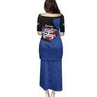 Puerto Rico Family Matching Puletasi and Hawaiian Shirt with Coqui Frog Symbol and Distressed Flag Design