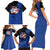 Puerto Rico Family Matching Short Sleeve Bodycon Dress and Hawaiian Shirt with Coqui Frog Symbol and Distressed Flag Design