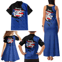 Puerto Rico Family Matching Tank Maxi Dress and Hawaiian Shirt with Coqui Frog Symbol and Distressed Flag Design