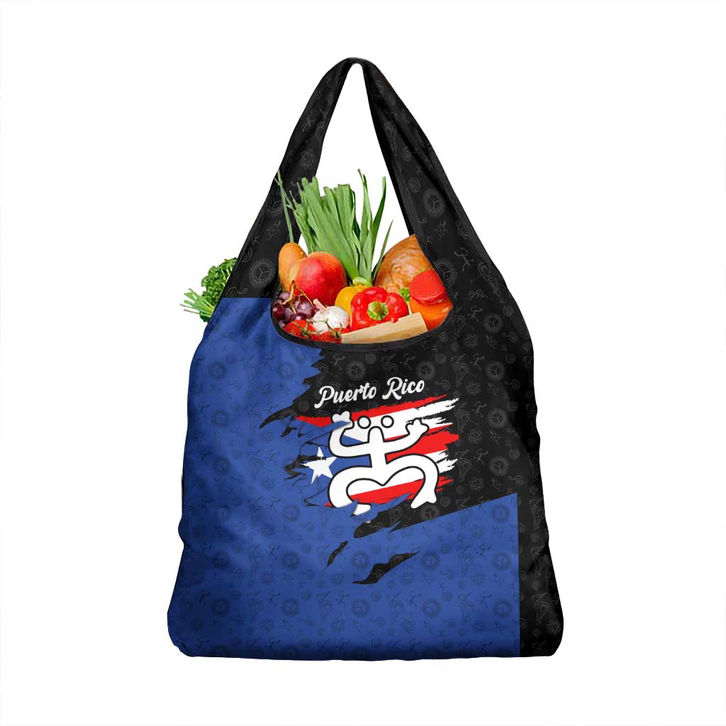 Puerto Rico Grocery Bag with Coqui Frog Symbol and Distressed Flag Design