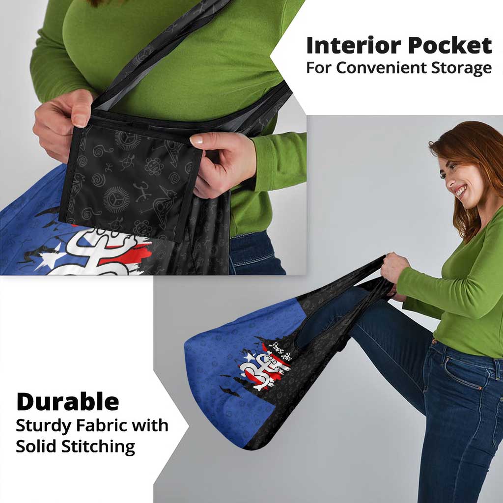 Puerto Rico Grocery Bag with Coqui Frog Symbol and Distressed Flag Design