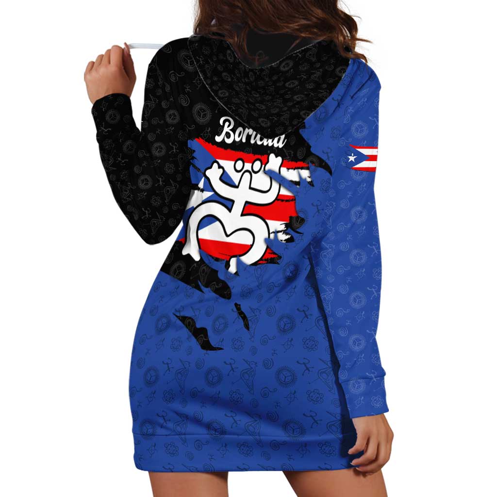 Puerto Rico Hoodie Dress with Coqui Frog Symbol and Distressed Flag Design
