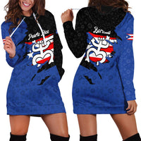 Puerto Rico Hoodie Dress with Coqui Frog Symbol and Distressed Flag Design