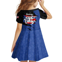 Puerto Rico Kid Short Sleeve Dress with Coqui Frog Symbol and Distressed Flag Design