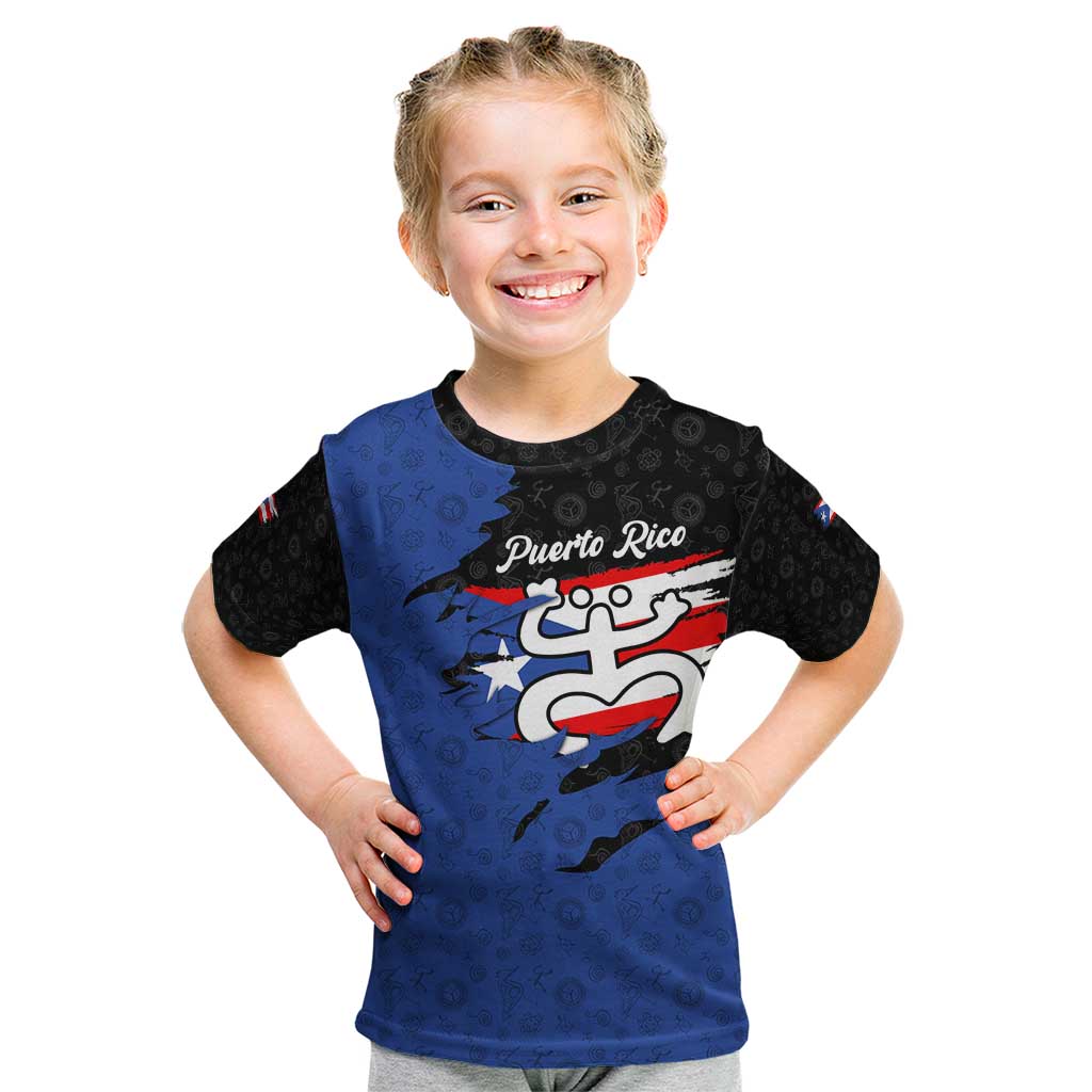 Puerto Rico Kid T Shirt with Coqui Frog Symbol and Distressed Flag Design