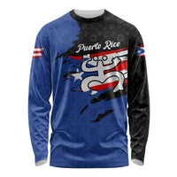 Puerto Rico Long Sleeve Shirt with Coqui Frog Symbol and Distressed Flag Design