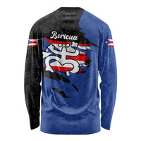 Puerto Rico Long Sleeve Shirt with Coqui Frog Symbol and Distressed Flag Design