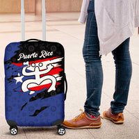 Puerto Rico Luggage Cover with Coqui Frog Symbol and Distressed Flag Design