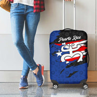 Puerto Rico Luggage Cover with Coqui Frog Symbol and Distressed Flag Design