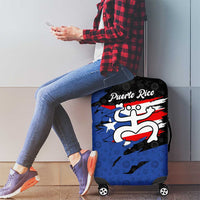 Puerto Rico Luggage Cover with Coqui Frog Symbol and Distressed Flag Design