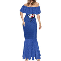 Puerto Rico Mermaid Dress with Coqui Frog Symbol and Distressed Flag Design